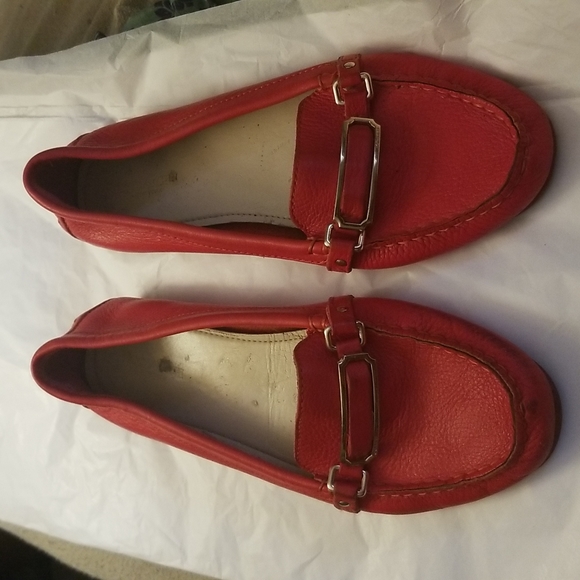 Coach Shoes Coach Flynn Red Leather Flat Driving Shoes Poshmark